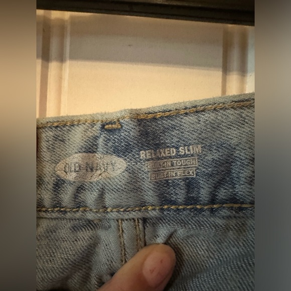 Relaxed slim built in flex men distressed ripped light blue jeans si”z 36x30 - Picture 6 of 9